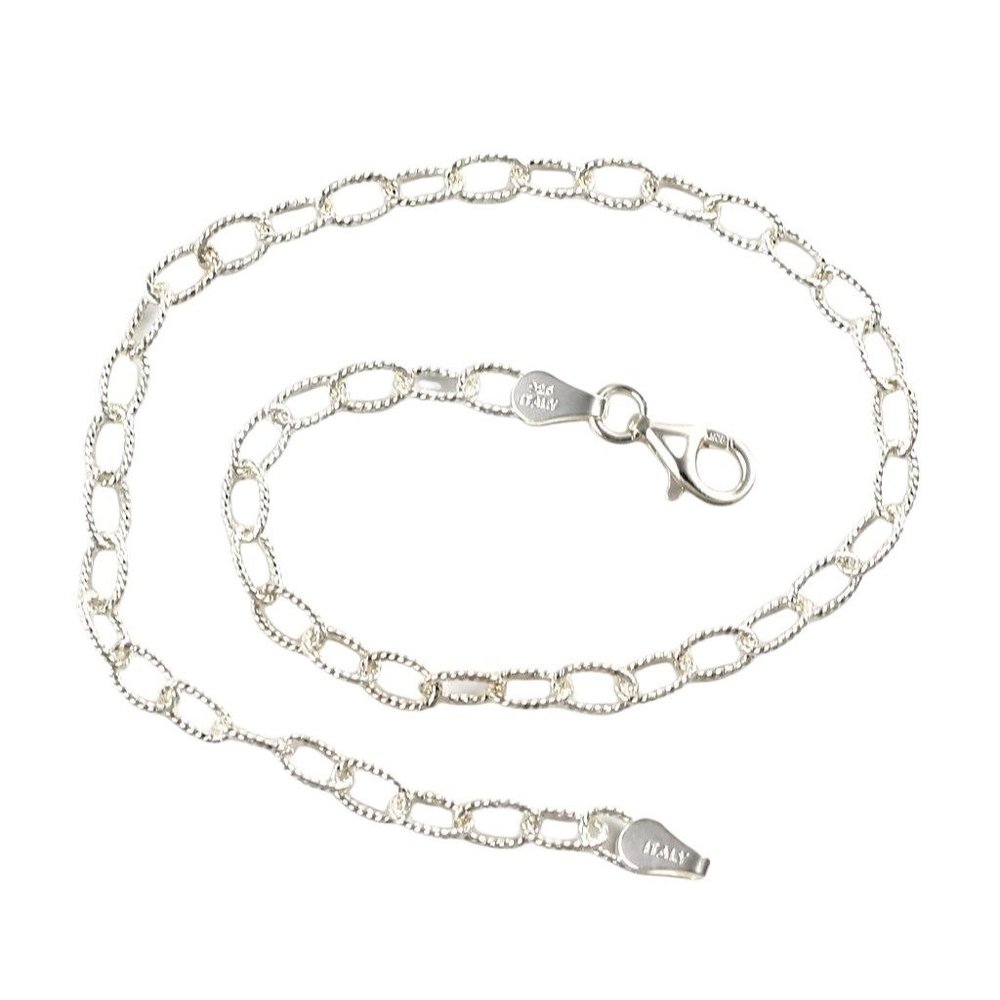 New Solid Sterling Silver Cable Chain Anklet Brac… - image 1